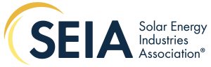 Orange arch with blue text reading SEIA Solar Energy Industries Association