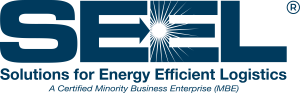 Blue text reading SEEL: Solutions for Energy Efficient Logistics, A Certified Minority Business Enterprise (MBE)